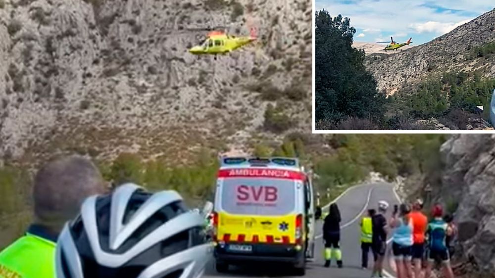 Un ciclista es evacuado en helicóptero después de que un jabalí se cruce en la carretera