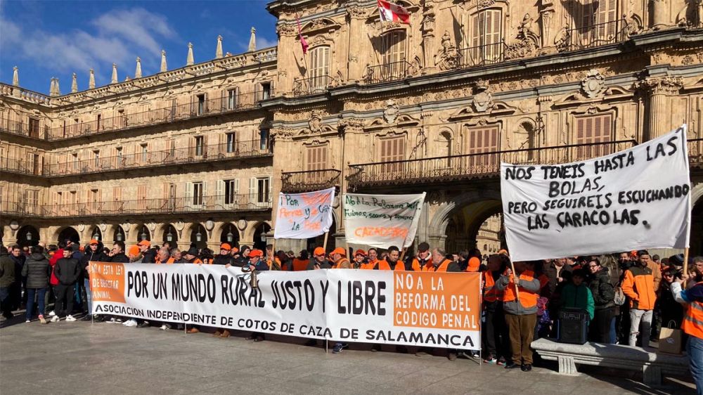 Así ha sido la manifestación de cazadores en Salamanca en protesta contra la ley animalista